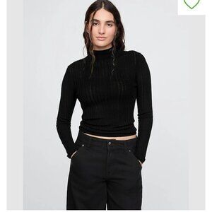 GAP X Cult Gaia Sheer Wool Sweater Top Black Size S NWT